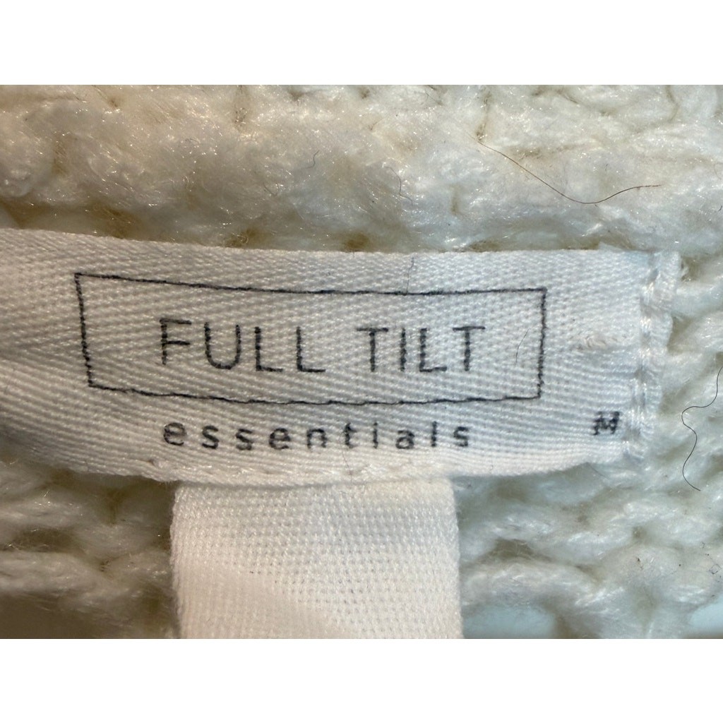 Full Tilt Essentials Open Knit Crochet Pullover Cream Sweater, Size M