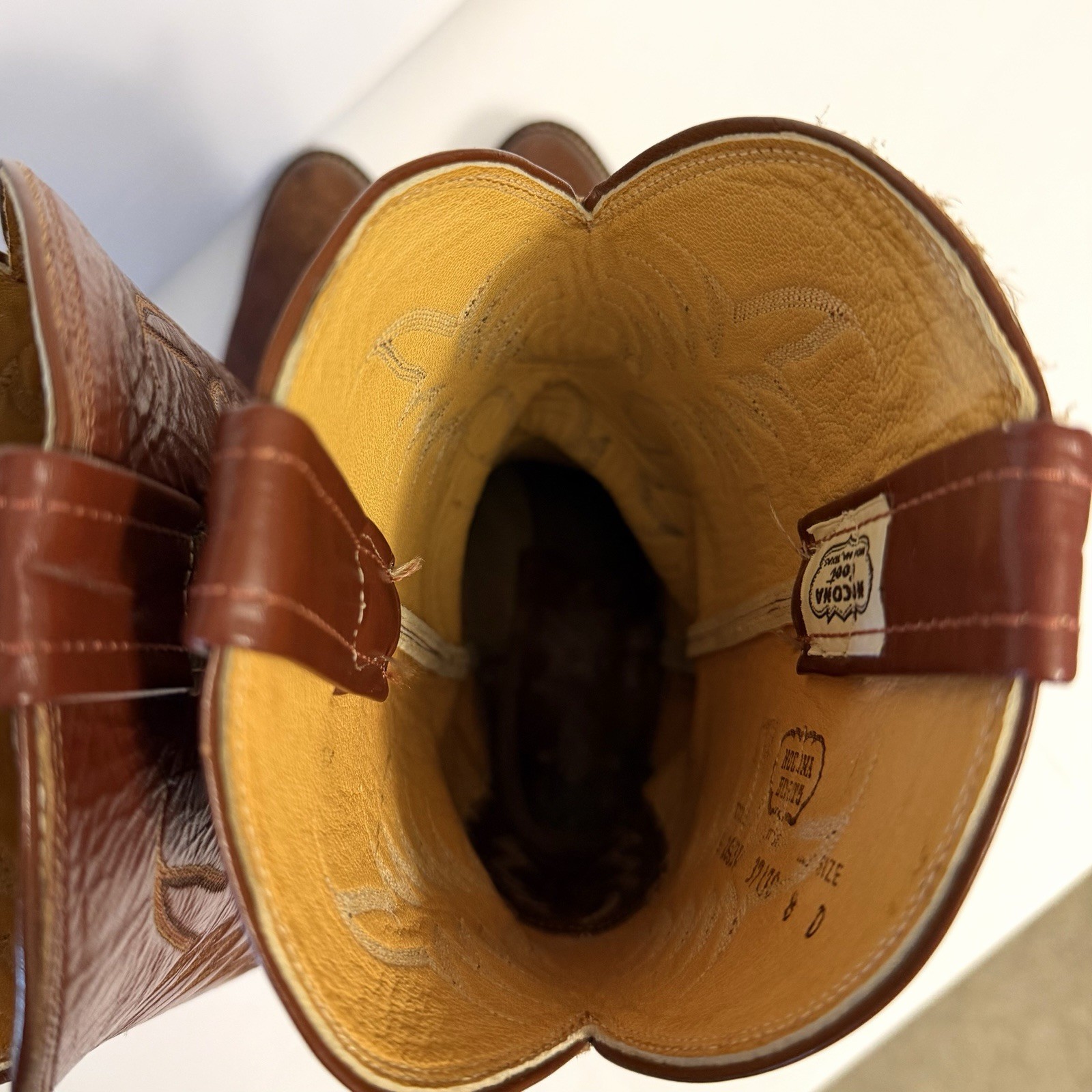 Vtg Nocona Bullhide Leather Cowboy Boots Mens Size 8D Brown Texas Western Boots