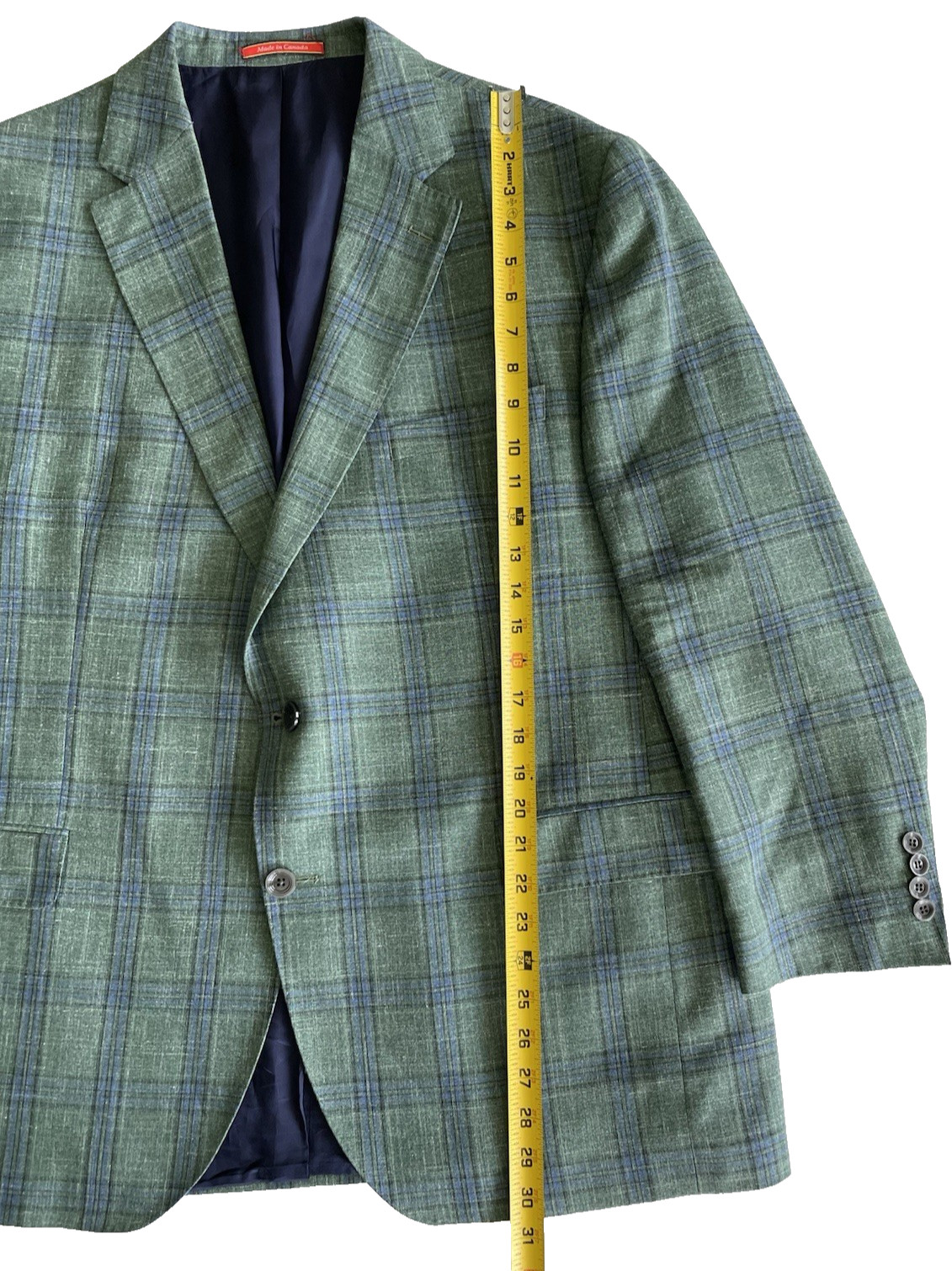 Cremieux Loro Piana Summertime Sport Coat Mens 48R Plaid Green Wool Silk Linen