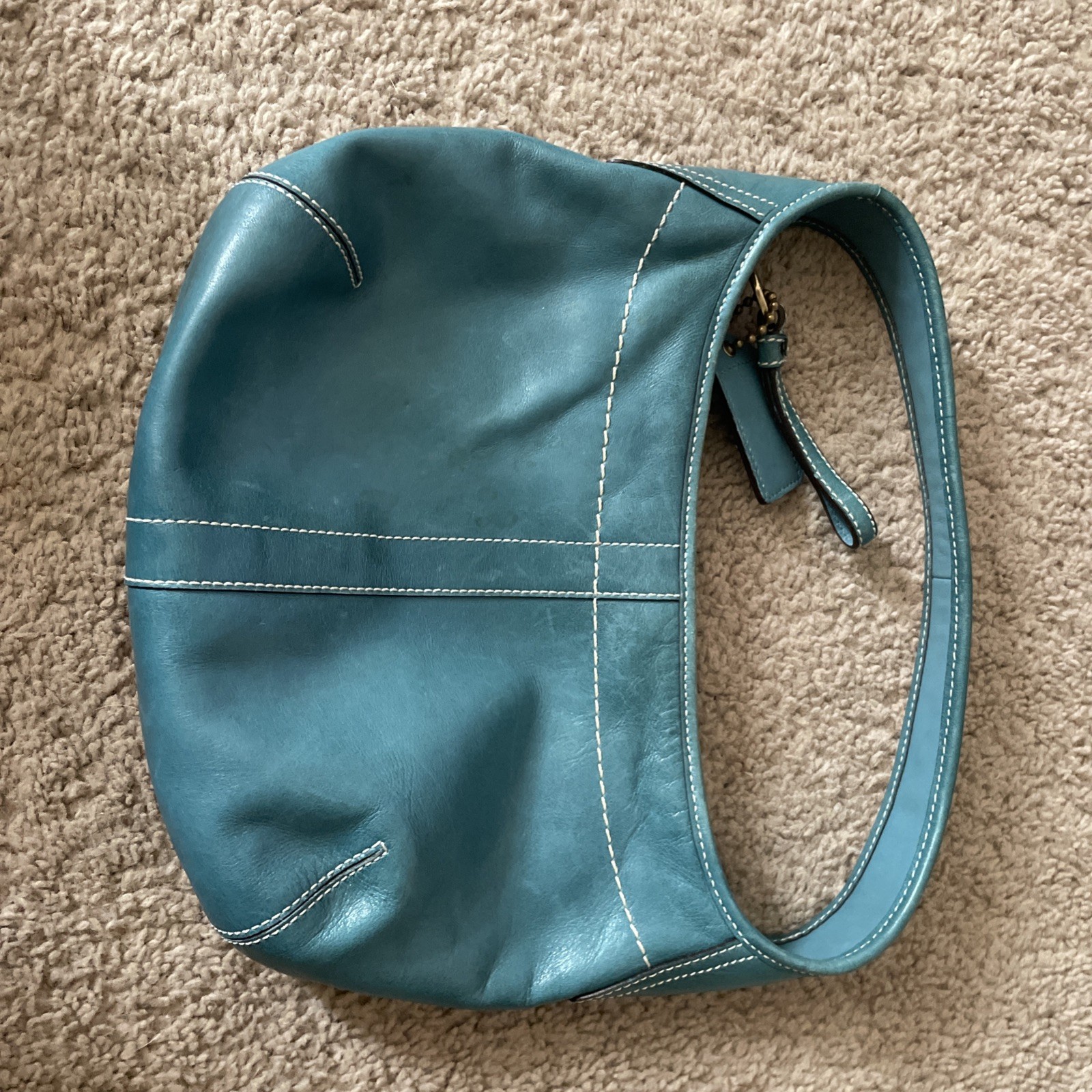 Vintage Coach Turquoise Blue Leather Ergo Y2K Mini Hobo Handbag