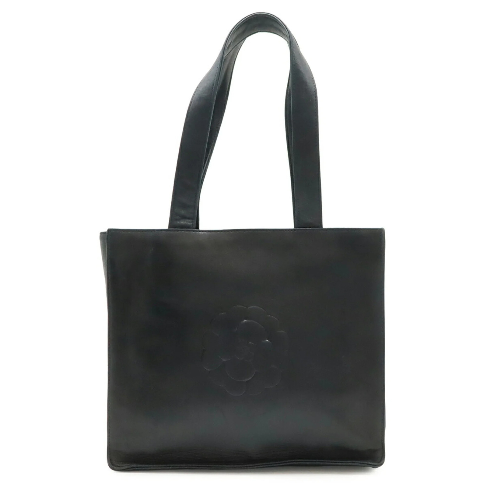 CHANEL Camellia Coco Mark Tote Bag Shoulder Lambskin Leather Black GZl1imbr