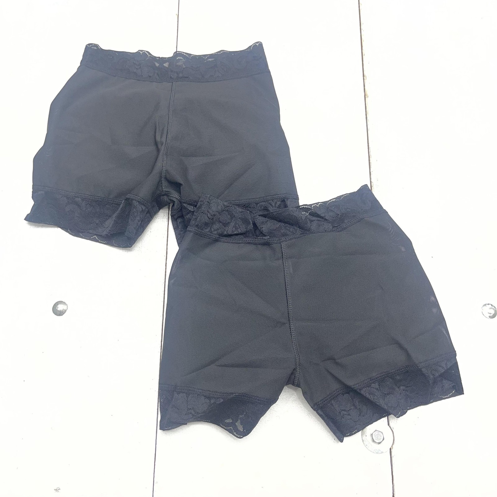 Butt Lifting Shapewear Shorts Womens Medium Black High Waist Lace Padded 2 Pack