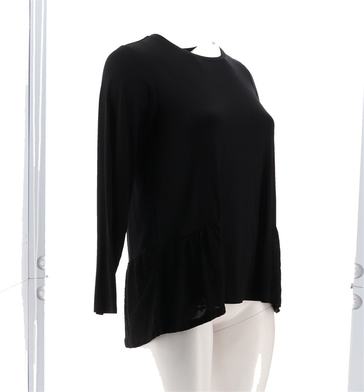 LOGO Lori Goldstein Rayon 230 Layered Top Jacquard Hem Black 1X NWOT (1041)