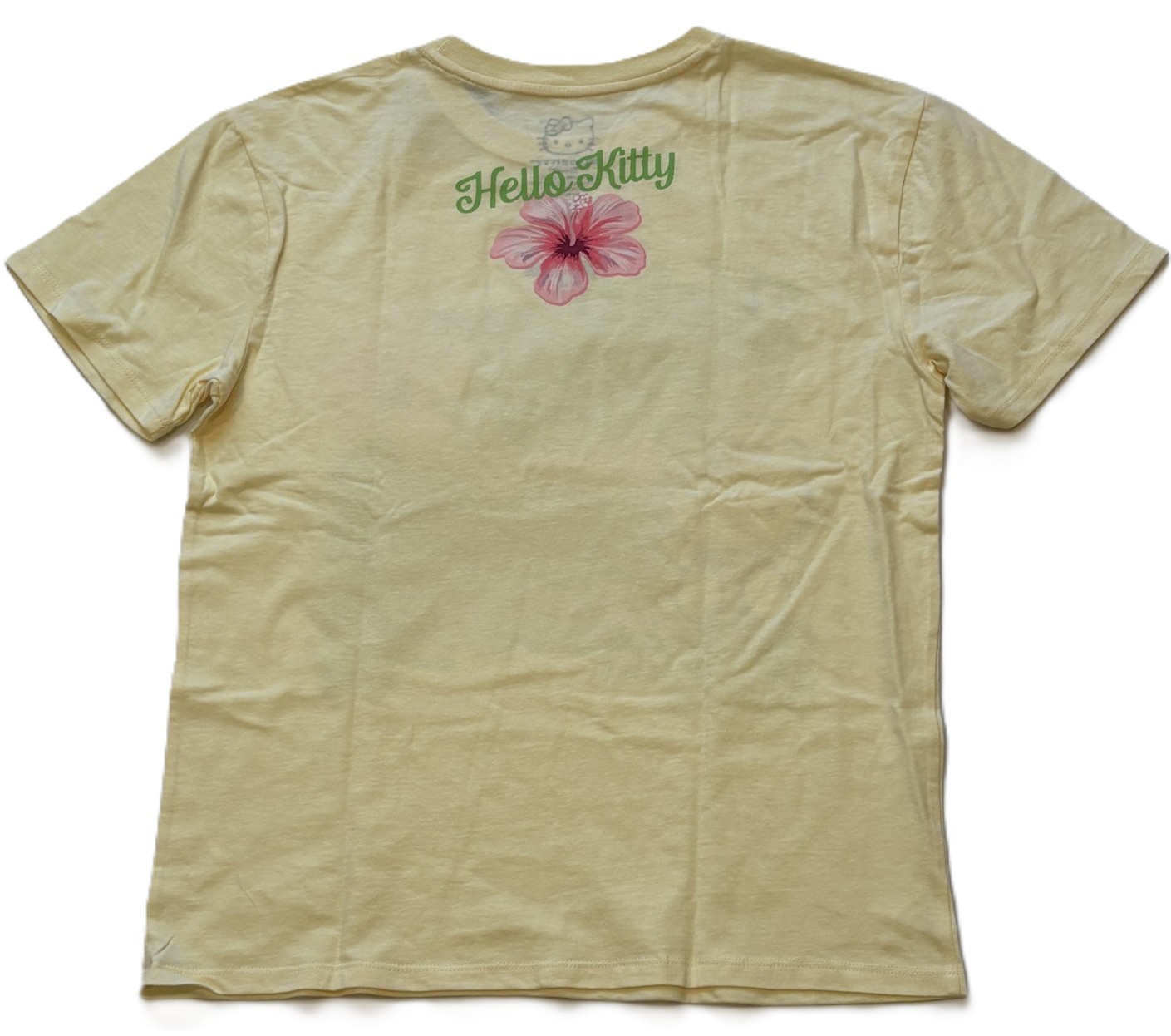 New Hello Kitty Sanrio Yellow Coastal Dreaming Tee Shirt Size L 10-12 NWT