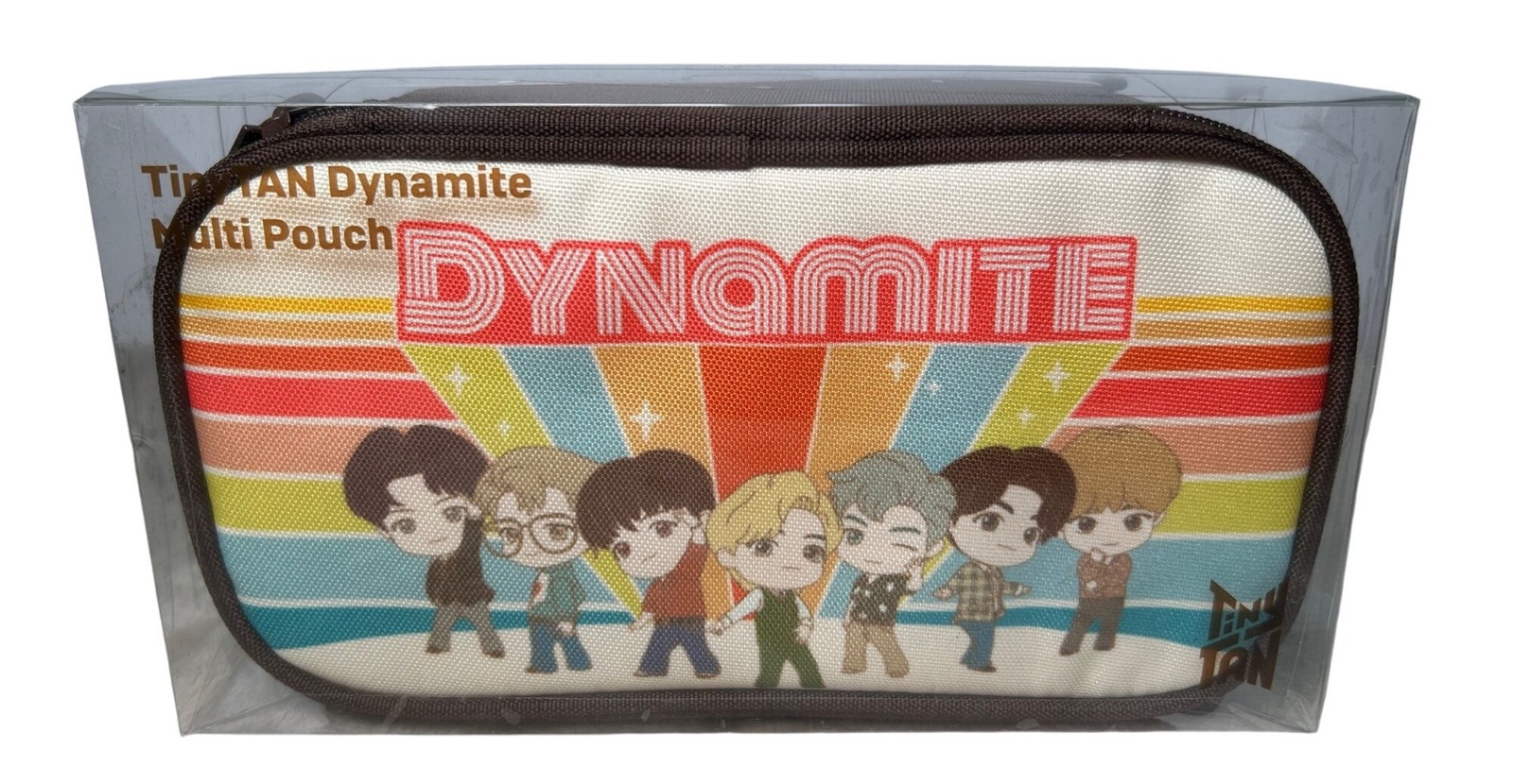 NEW TinyTAN Dynamite Multi Pouch Colorful Character Design & Zipper Closure BTS