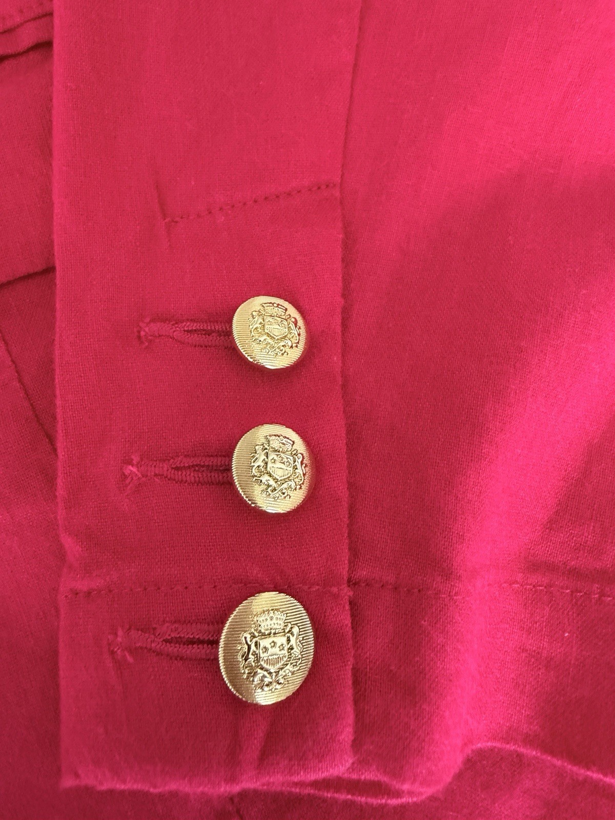 I.N.C. S Linen Blend Double Breasted Blazer Gold Buttons Fuchsia Preppy Chic