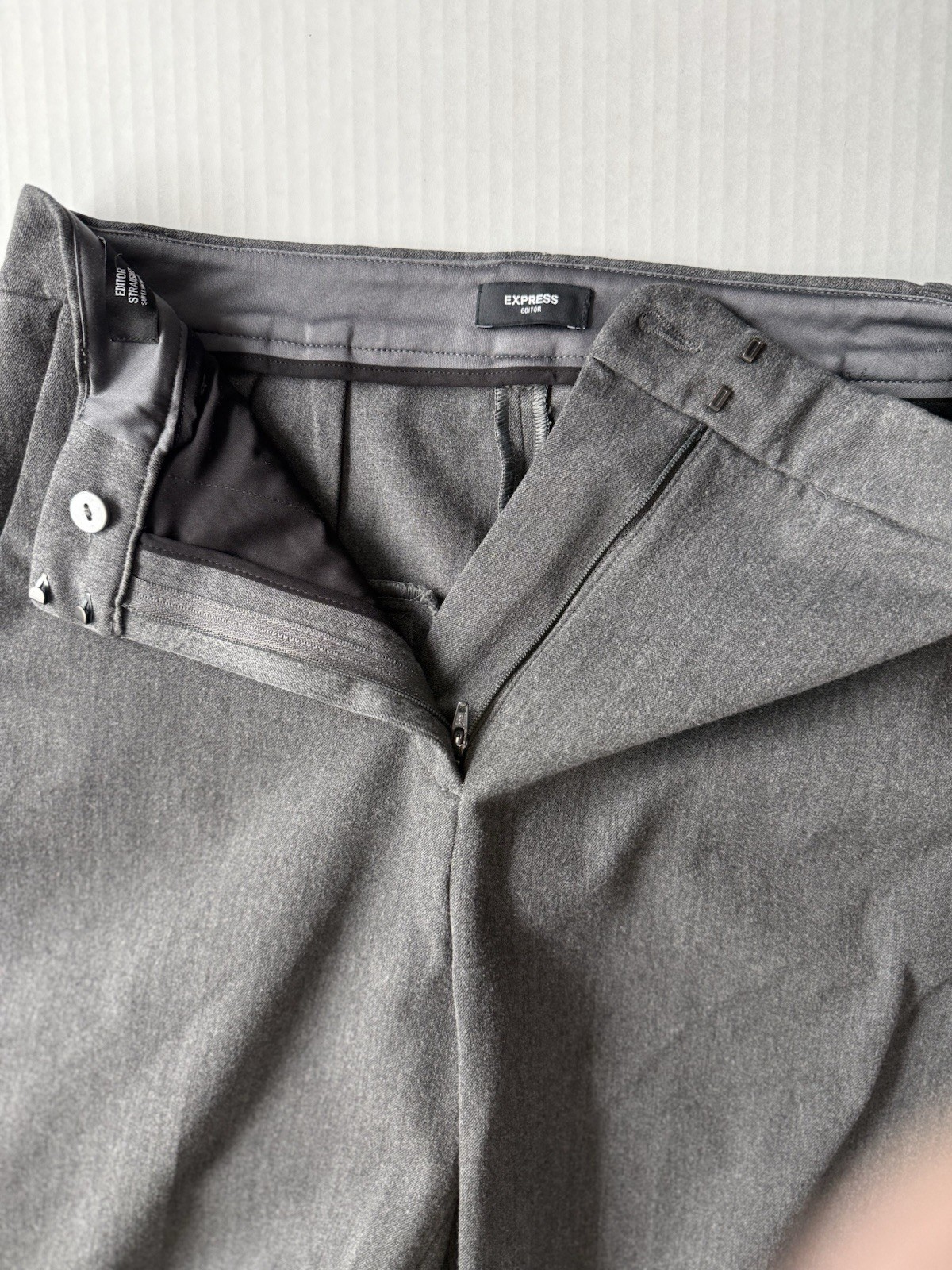 Express Editor Super High Waisted Straight Ankle Pant Heather Gray Size 6