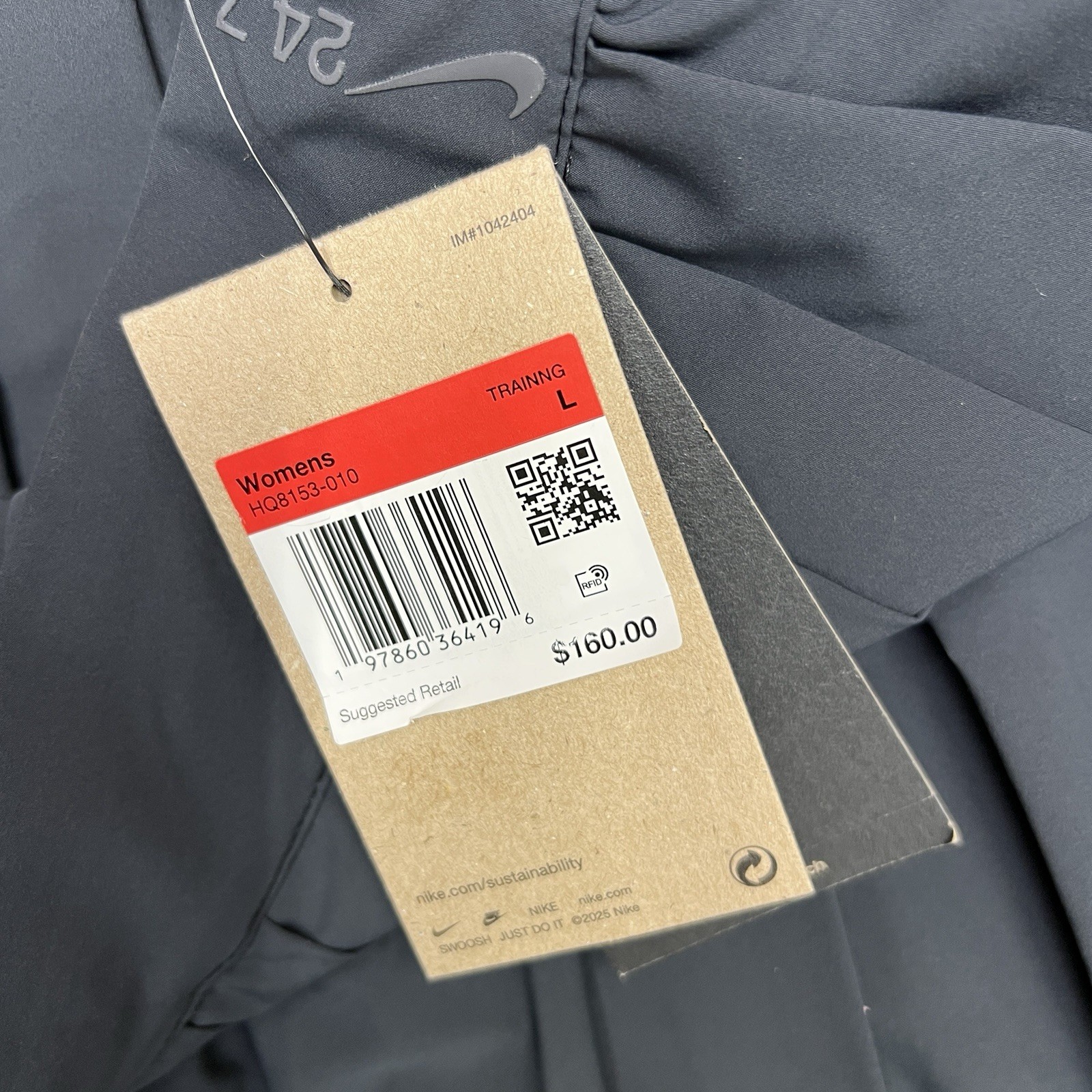 Nike Pleated Skirt Size Large Black Dark Smoke Grey 24.7 PerfectStretch Dri $160