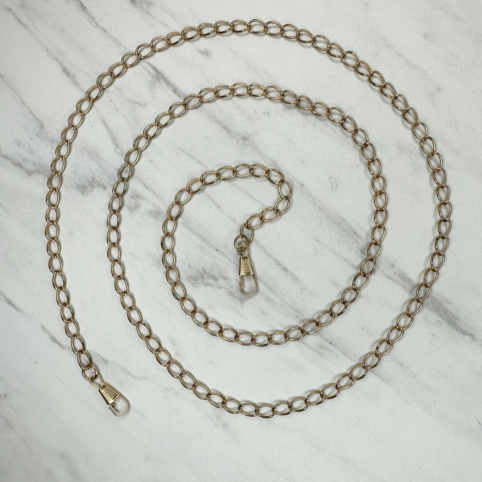 Gold Tone Oval Link Chain Bag Strap Replacement Crossbody Shoulder Handbag 46″