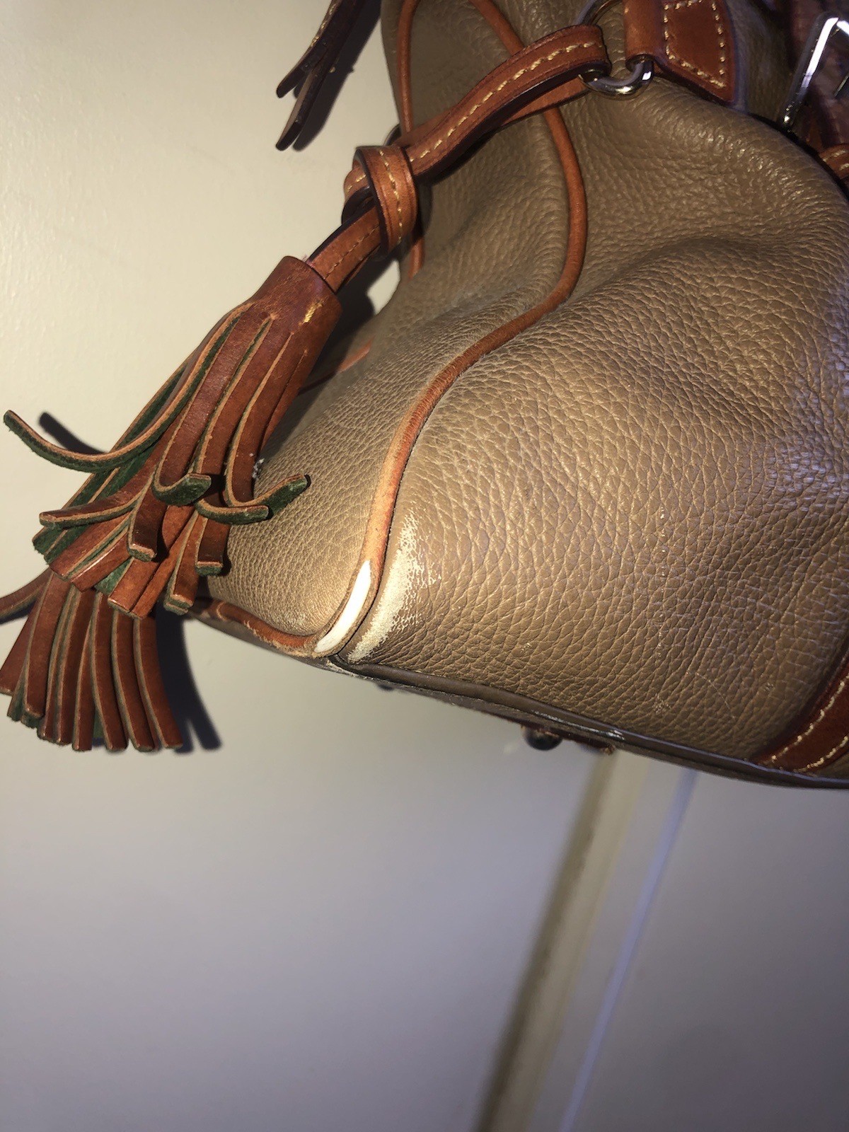 Dooney & Bourke Suede Florentine Leather Large Domed Buckle Braided Bag Purse