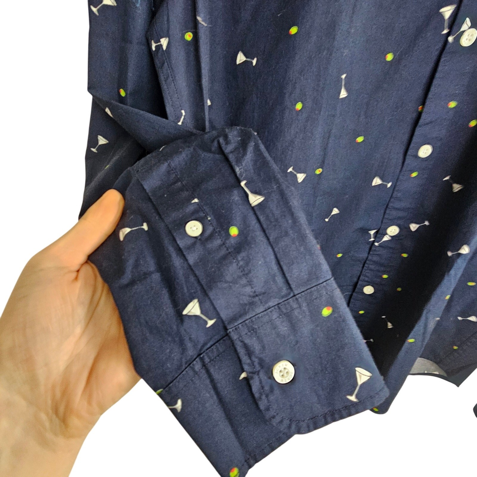 J. Crew Mens Martini Print Button Shirt L Classic Fit Flex Washed Preppy Resort