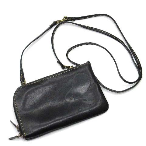 io comme io Leather Wallet Black 11cm x 18cm (4.3″ x 7.1″) Used B Grade
