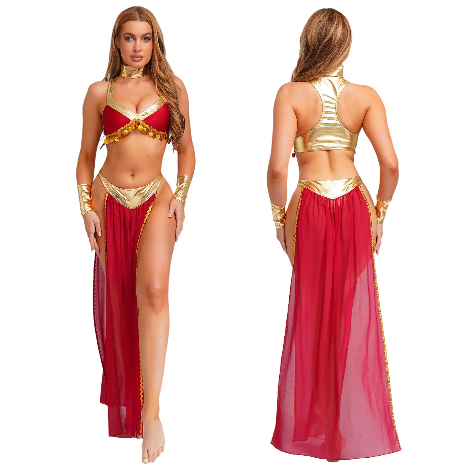 Womens Ancient Egyptian Costume Egypt Queen Cosplay Outfits Crop Top With Skirt