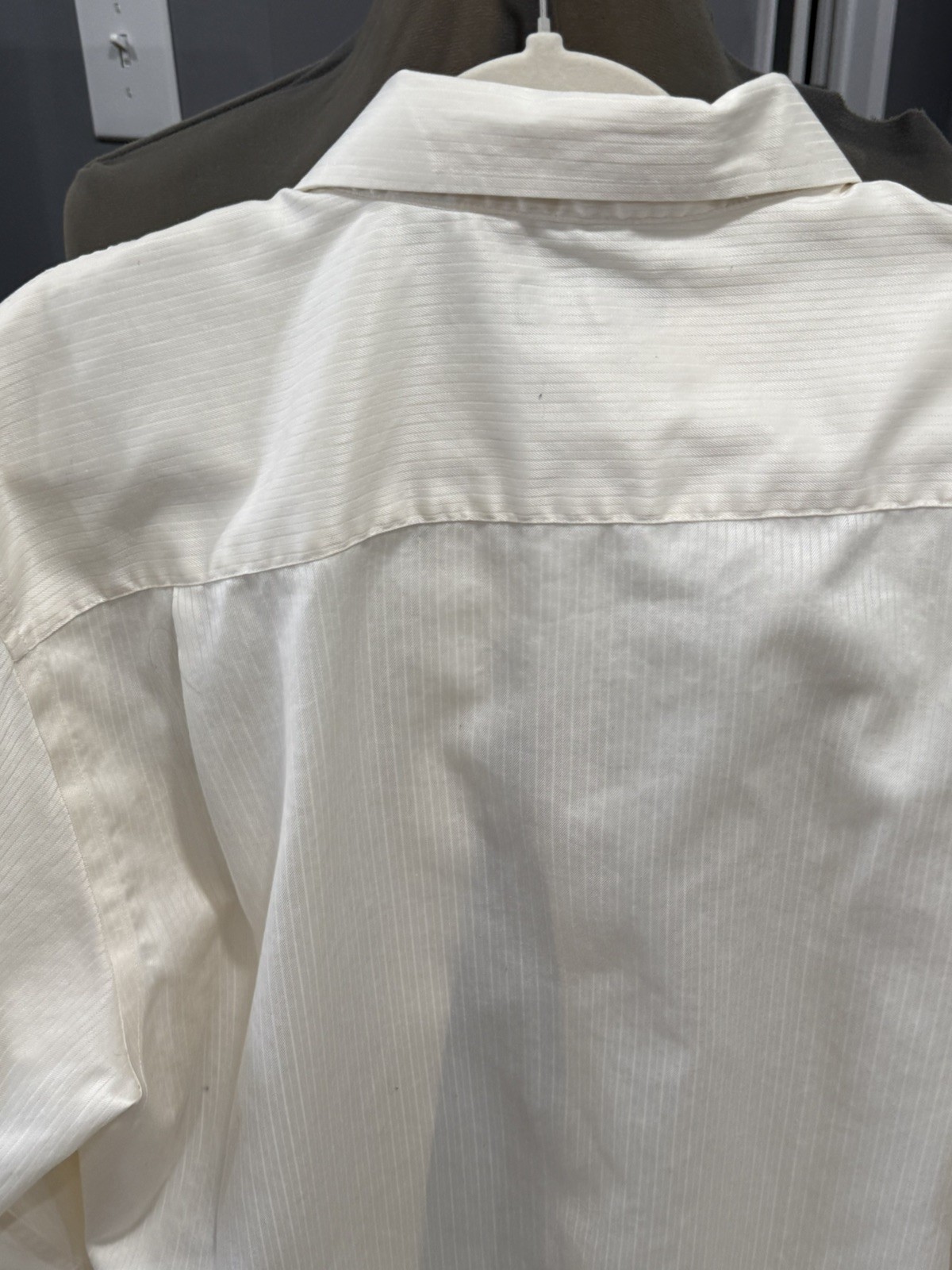 Tasso Elba Mens Double Diamond Button Down Dress Shirt, ivory , 17 1/2 Neck