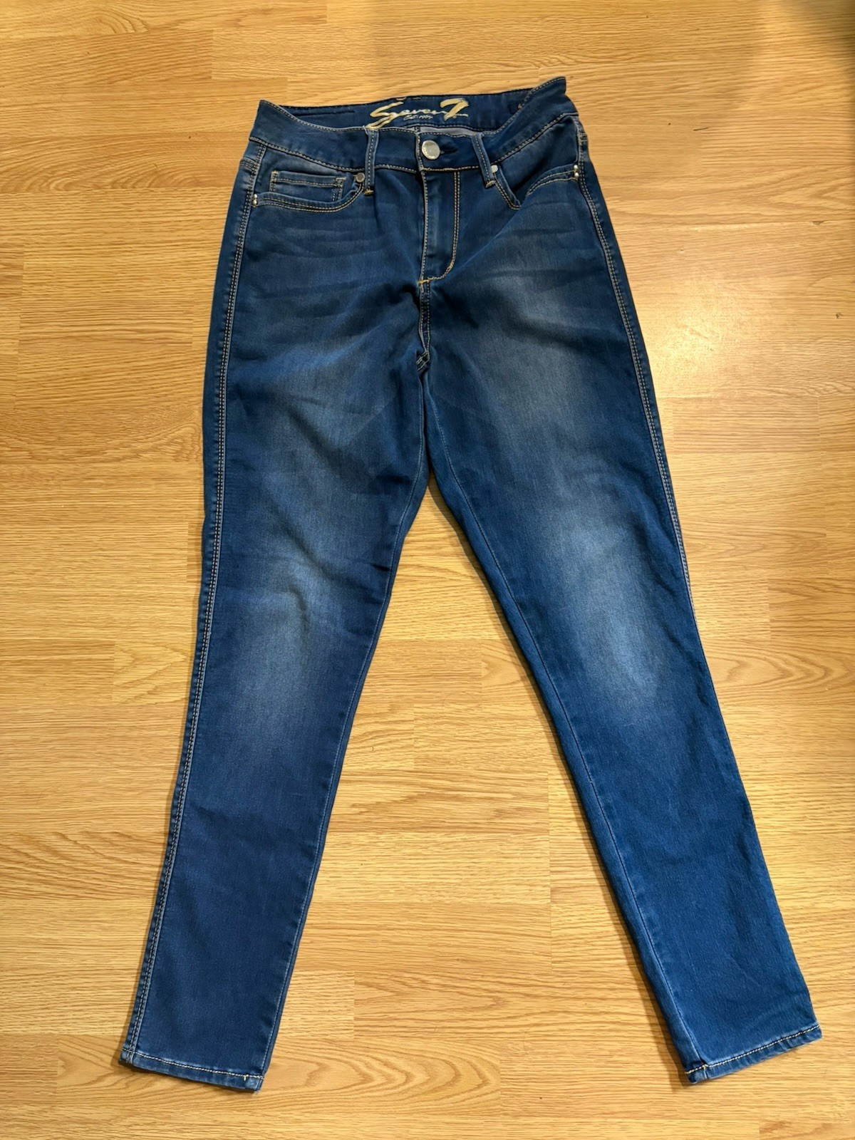Seven7 Women’s Sz 6 Blue Denim Jeans High Rise Skinny Jeans Pockets Zip Fly EUC