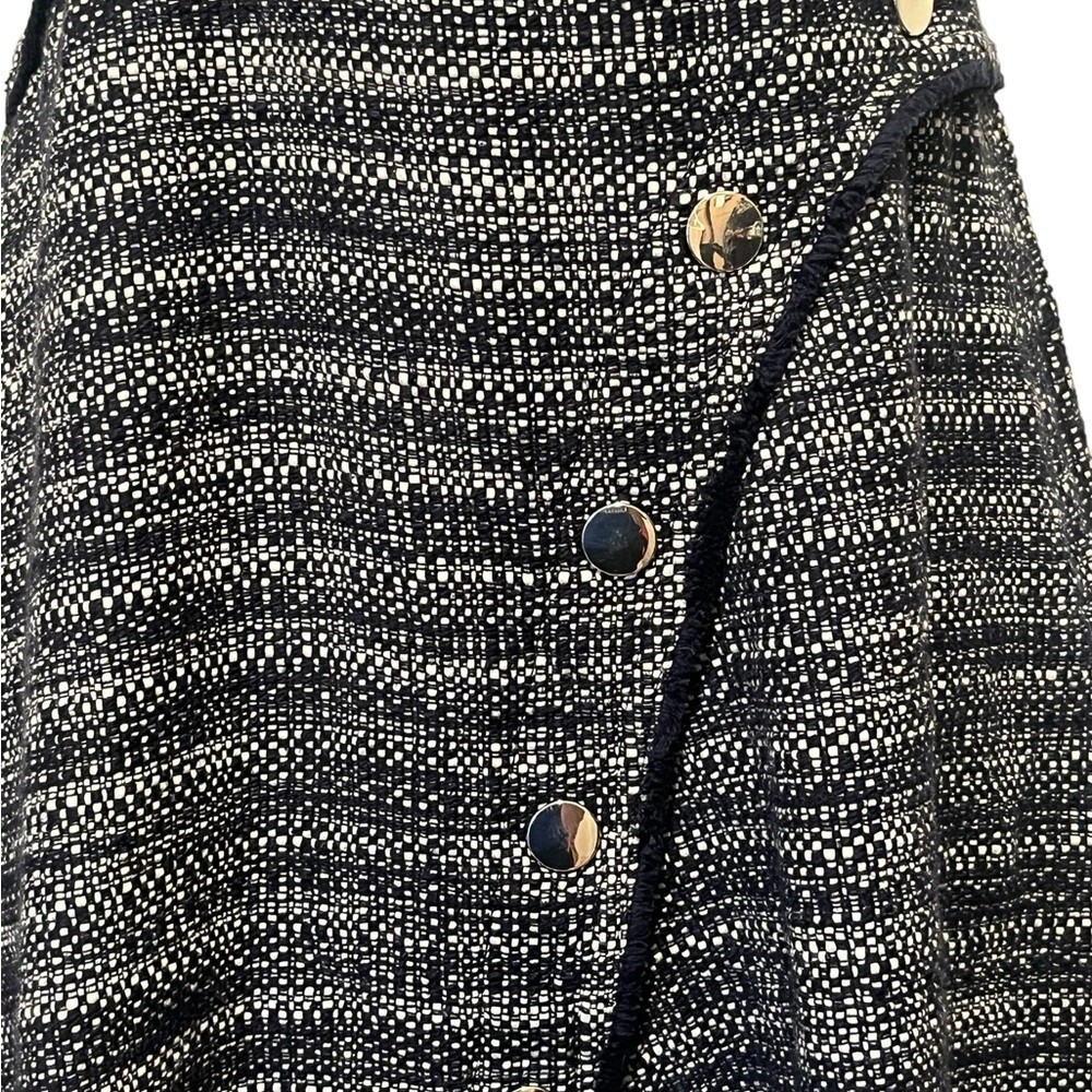 Derek Lam Blue Gray Tweed Size 2 Button Accent Sleeveless Womens Designer Dress
