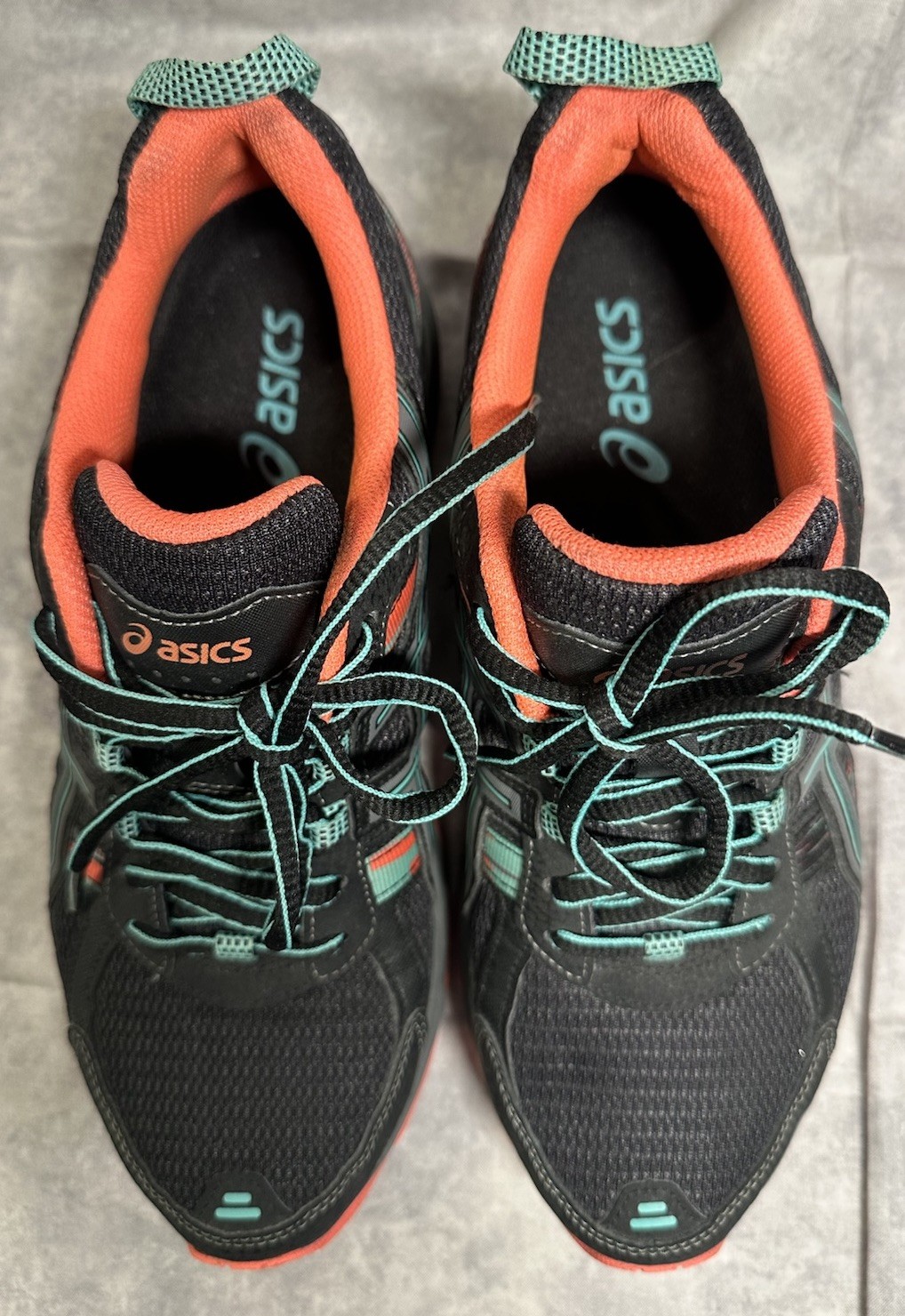 Asics Gel Venture 5 Black Mint Coral Trail Running Shoes T5N8N Women’s Sz 8.5