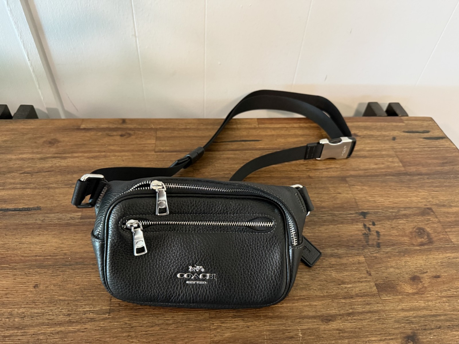 Coach Elias Leather Belt Bag – Black Pebbled Leather