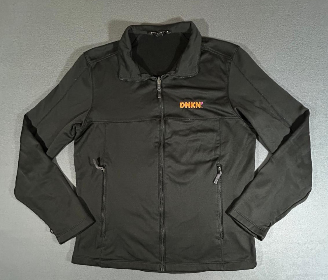 Dunkin Donuts Jacket Black Full Zip Port Authority Fleece Lined Size M