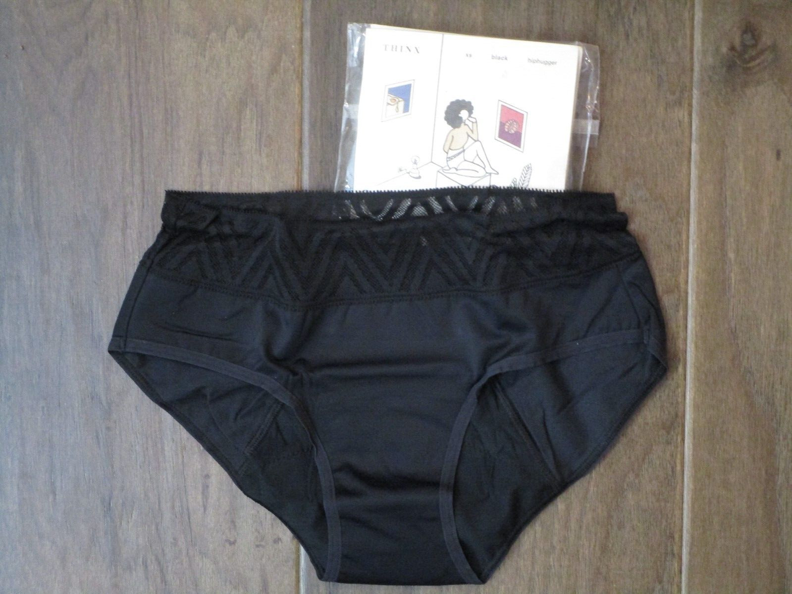 THINX HIPHUGGER BLACK PERIOD-PROOF PANTIES SIZE XS NEW