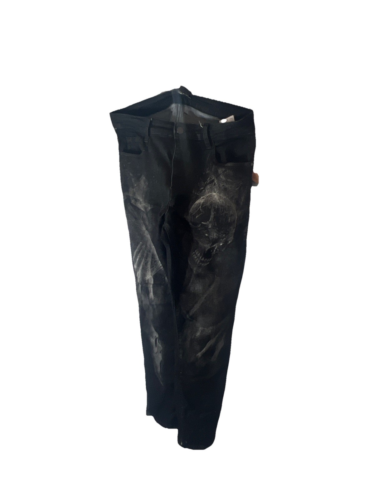 Mens Gothic Grunge Horror Skull Scream Black Jeans Distressed Straight 32×32