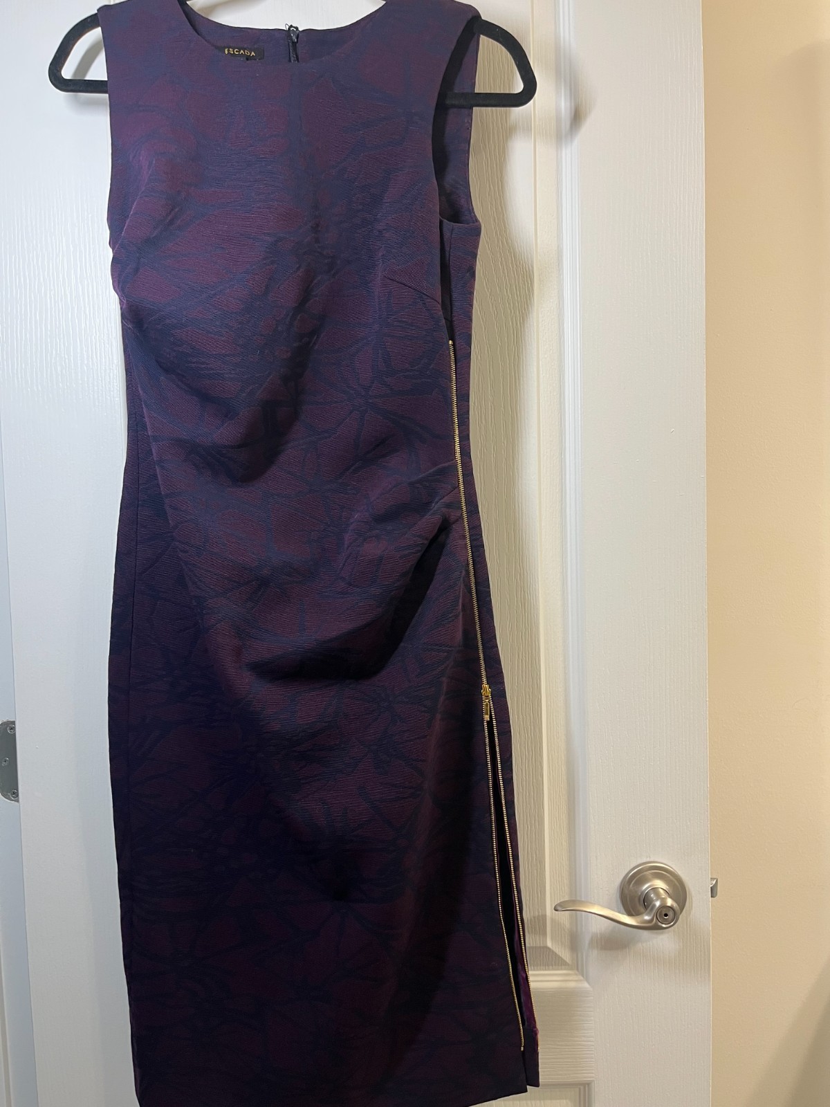 ESCADA Women Printed Purple Midi Length Sleeveless Cocktail Dress Size S DE36