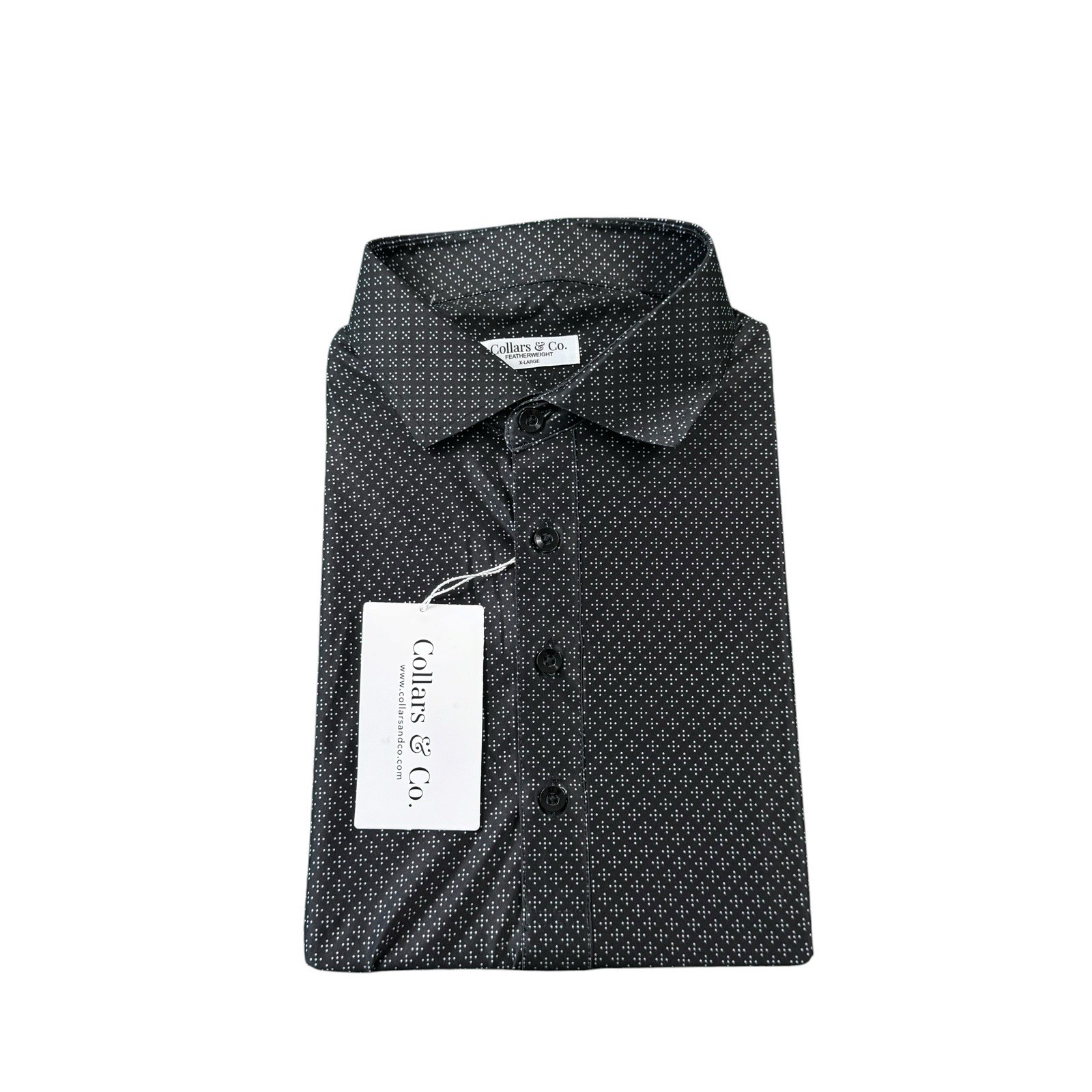 Collars & Co Black White Geometric Print Dress Collar Men’s Polo Size XL NWT
