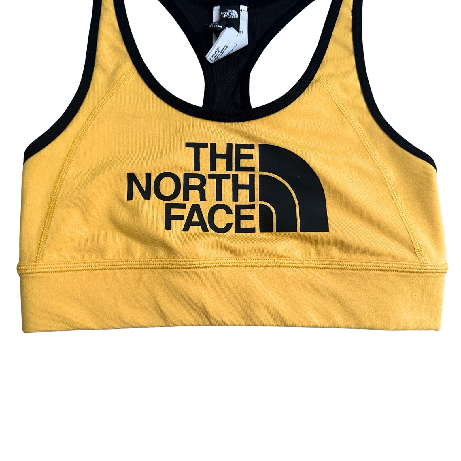 The North Face Womens Medium Bounce Be Gone Sports Bra Yellow Racerback Mesh Gym