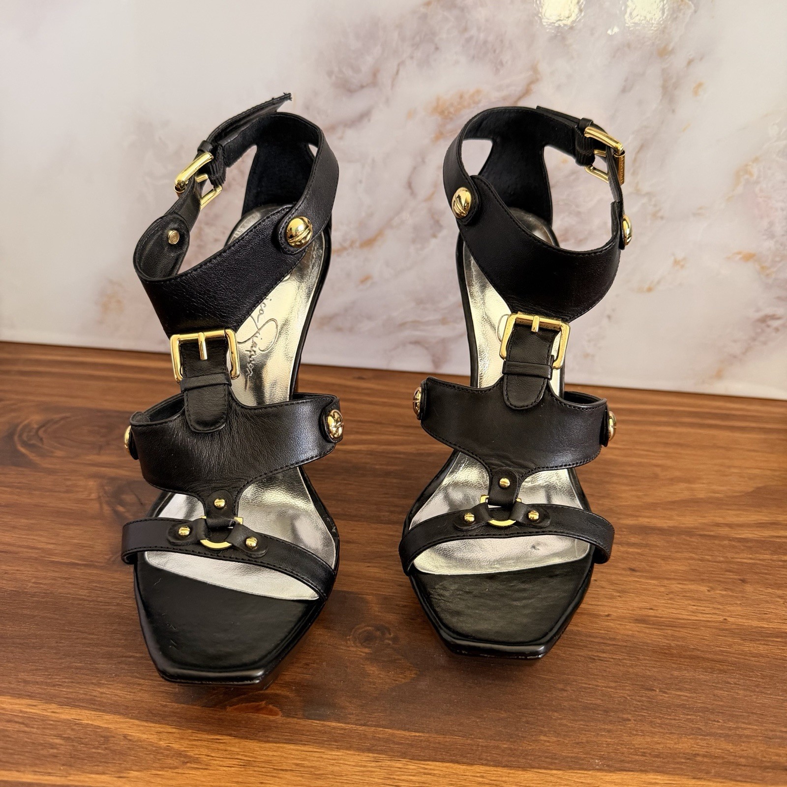 Jessica Simpson Strappy Leather Platform Heel Size 7