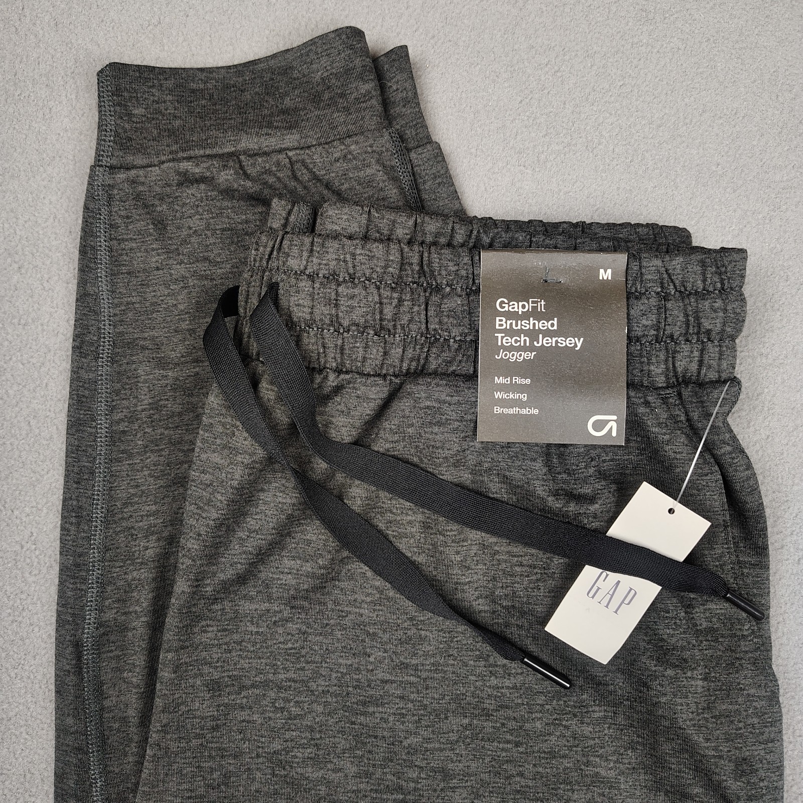 GapFit Brushed Tech Jersey Jogger Women Medium Charcoal Mid Rise Dry Wicking $60