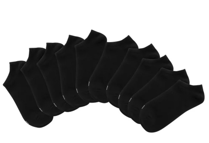 K Bell Ladies’ No Show Sock, 20 pair, Black, Fits Shoe Size 5.5-10