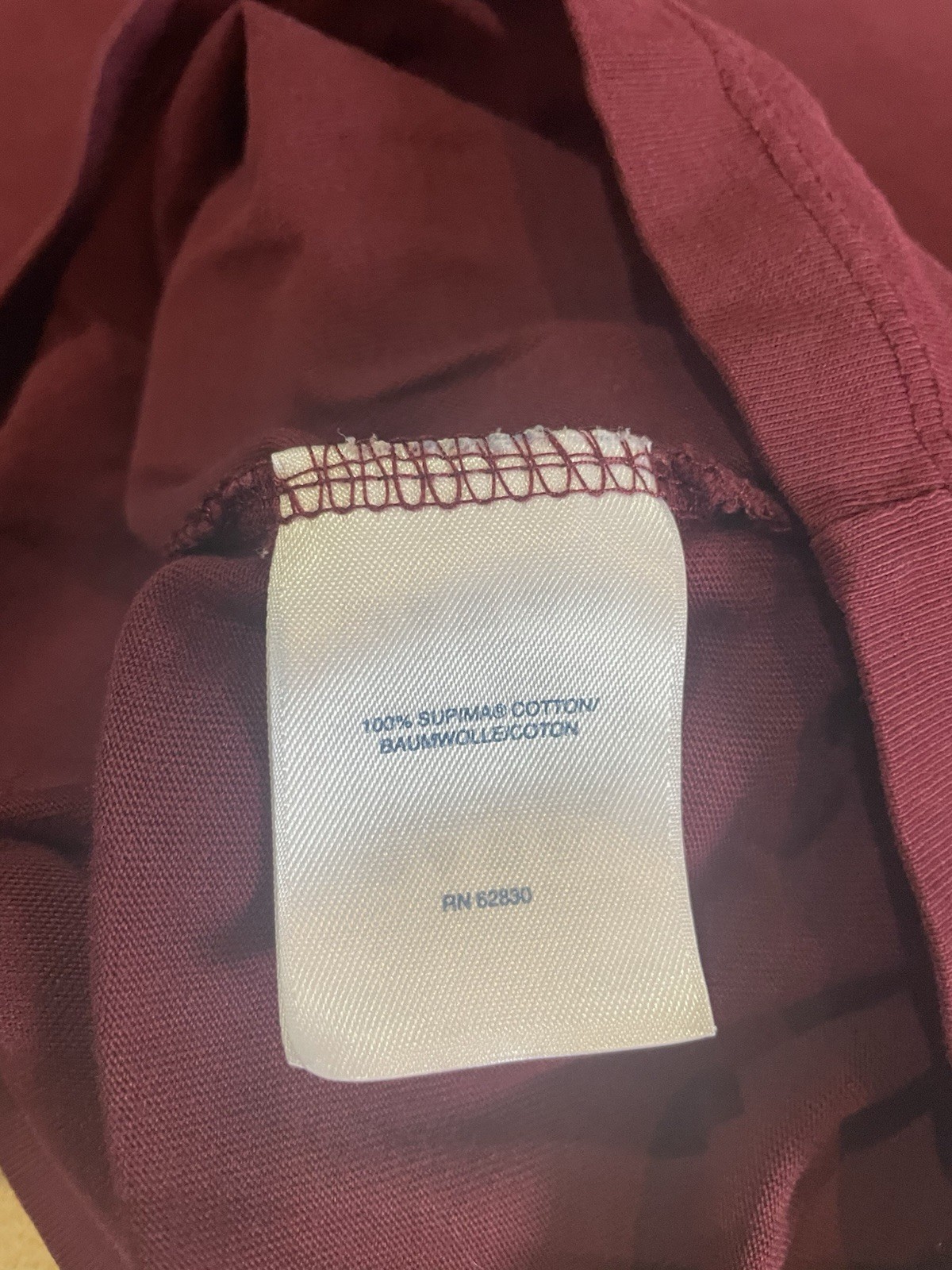 2 Lands End Supima Cotton Burgundy & Dark Gray V-neck Short Sleeve Tee Shirts XL