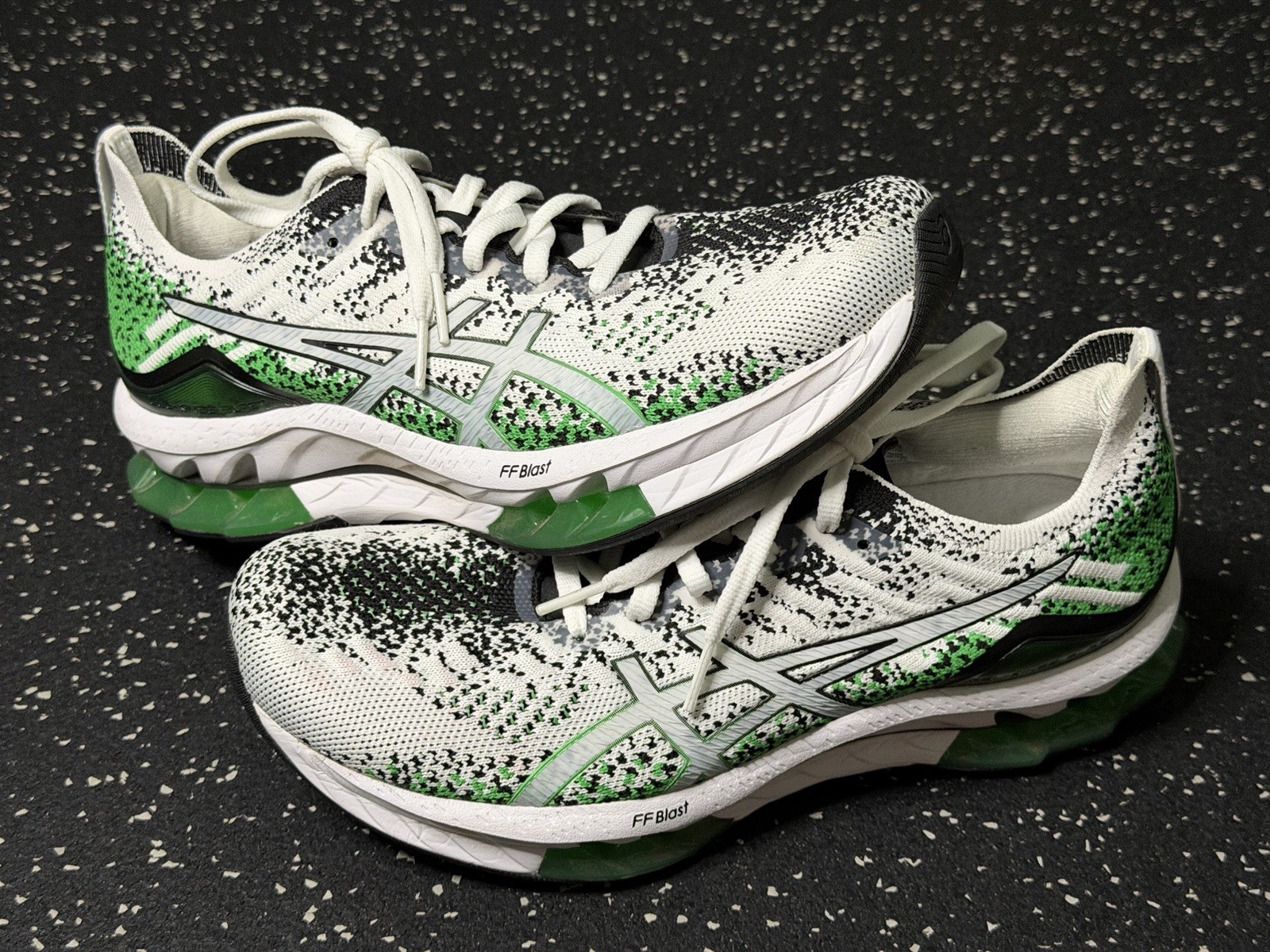 Size 8 Asics Kinsei Blast White Cilantro Green Gel FF Blast Rare Running
