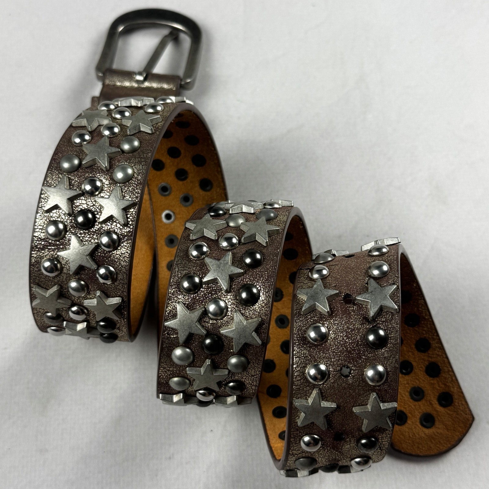 Y2K Genuine Leather Studded Star Belt Punk Rock Y2K Gothic Biker Unisex Vintage