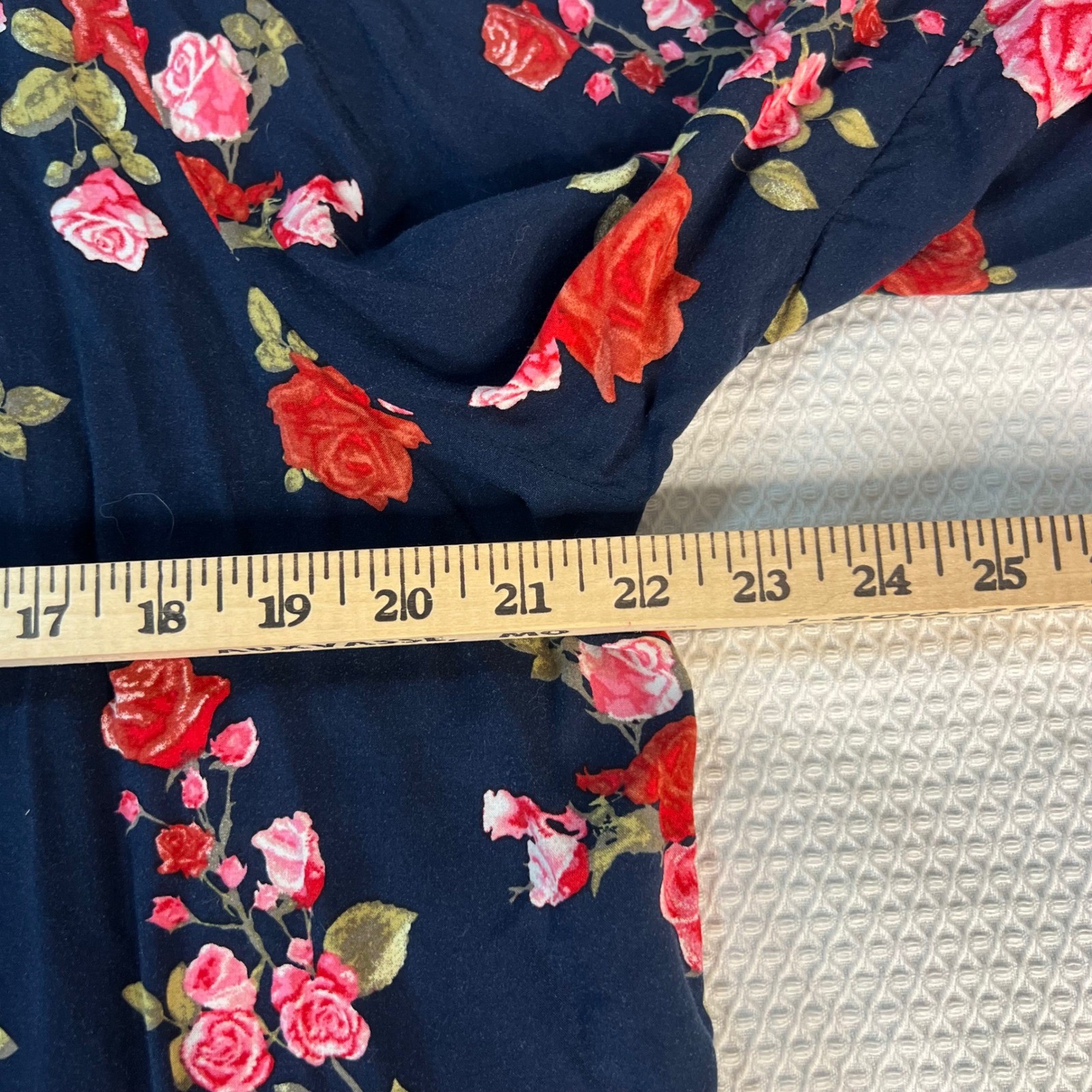 Maurices Womens Plus Size 0 Floral Kimono Cardigan Navy Blue Red Rose Lace Trim