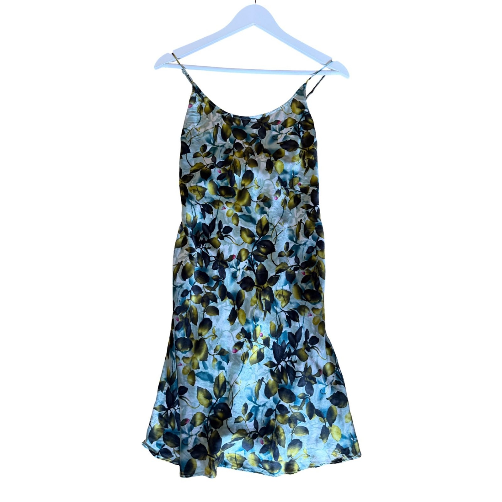 Vintage 90s Victoria’s Secret 100% Silk Floral Slip Mini Dress Crossback Sz M