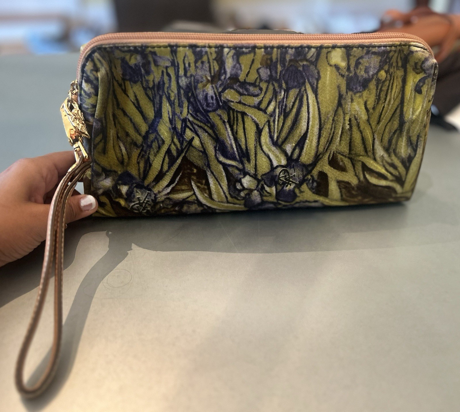 Vincent van Gogh Floral Art Medium Top Handle Bag Zip-Around w Wrist Strap