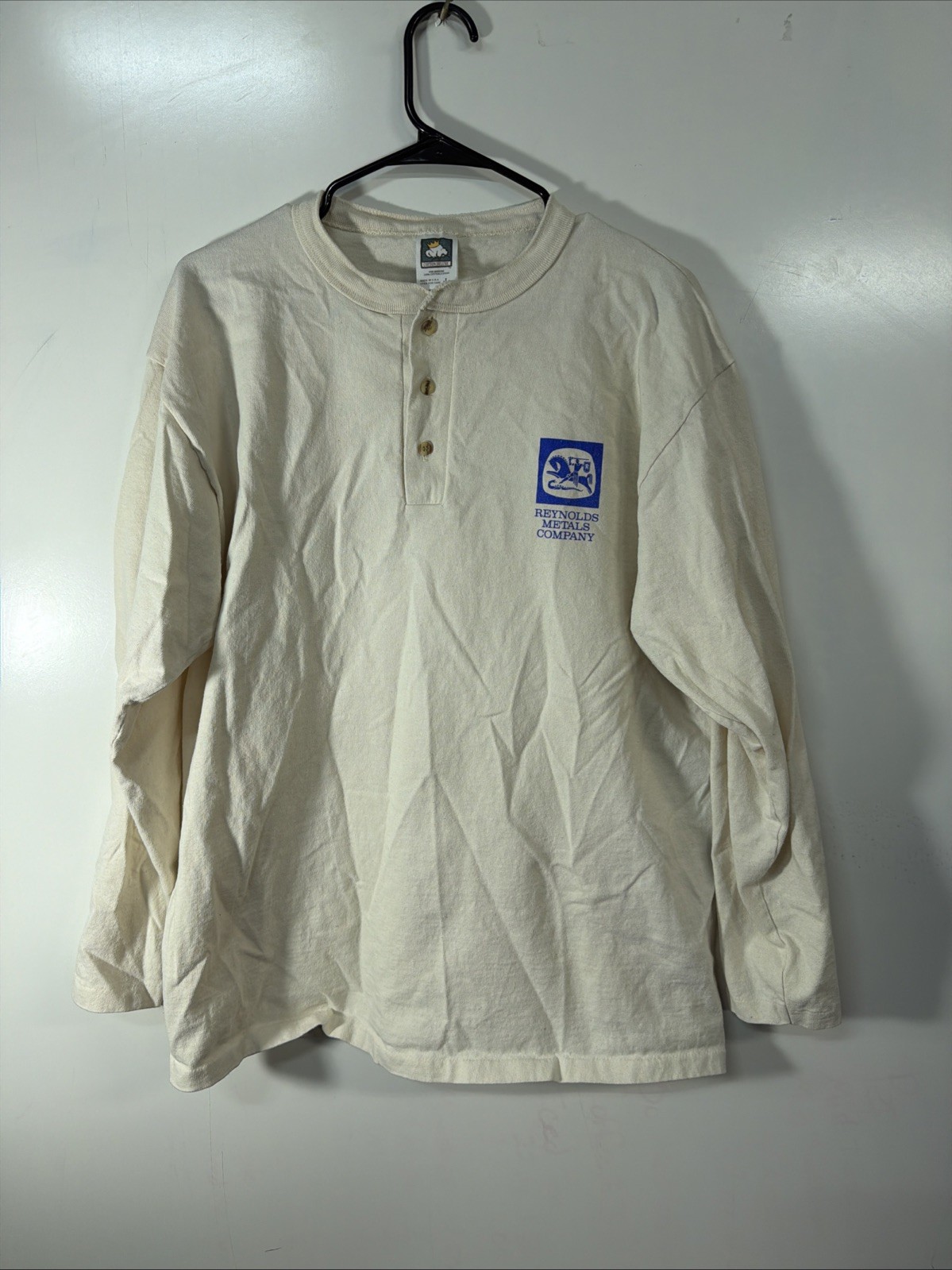 Vintage Reynolds Metals Company 1/4 Button Shirt Single Stitch Made In USA