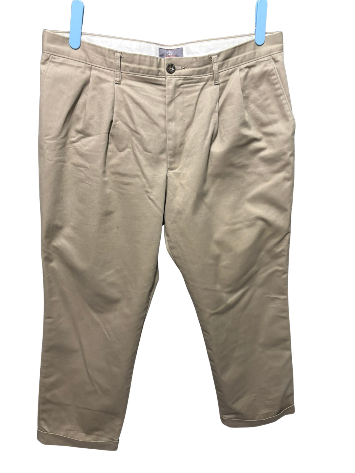 Dockers Mens Khaki Pants – Sz 36×30 – Relaxed Fit – Pleated – Cuffed – Beige/Tan