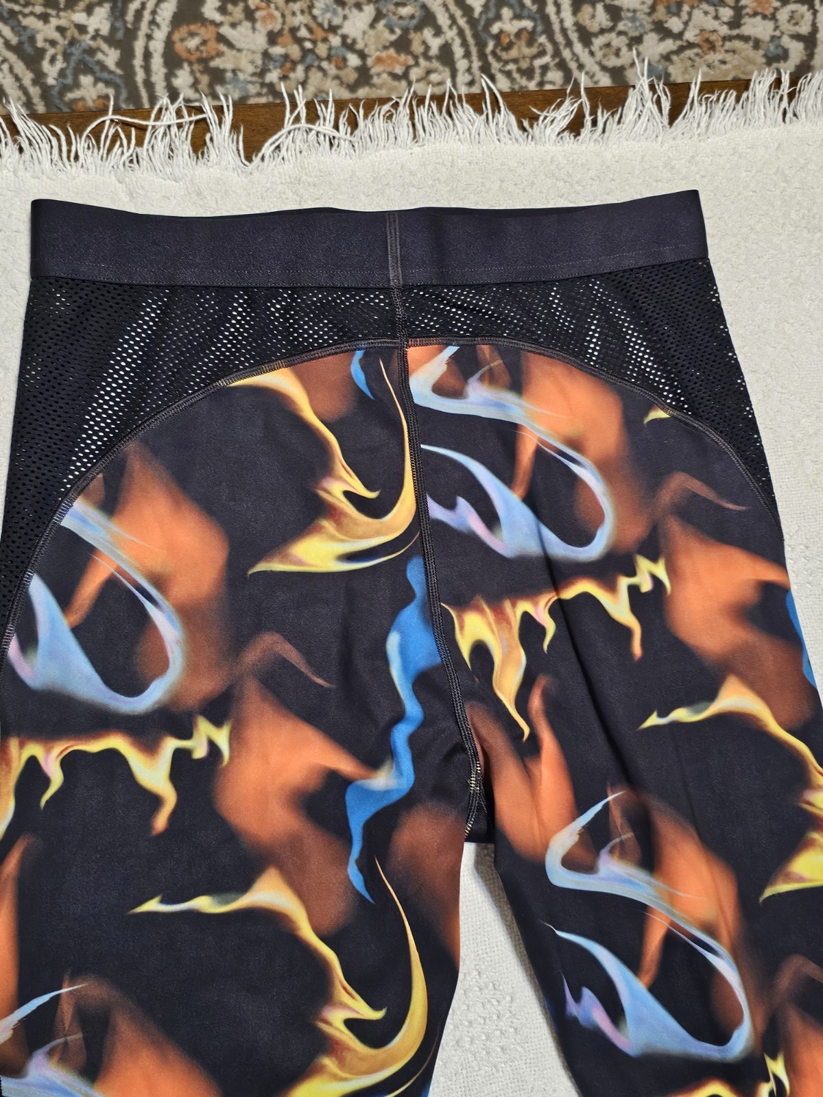Savage X Fenty Flame Print Leggings Mesh Panel Activewear Multicolor No Tag