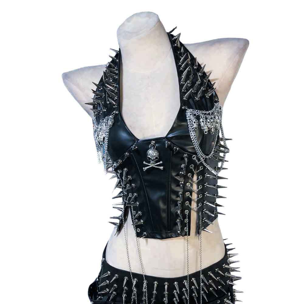 Goth Tops Cyber Gothic Tank Grunge Spiked Y2K Emo Clothing Punk Rock Clothes