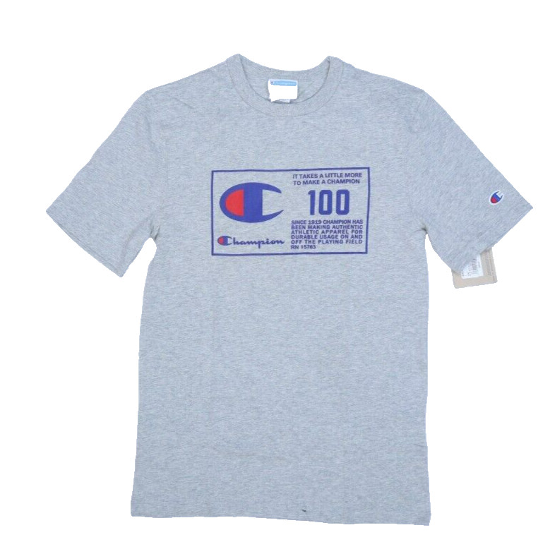Champion Oxford Gray Life Behind the Label Heritage Graphic Tee T-Shirt Mens S