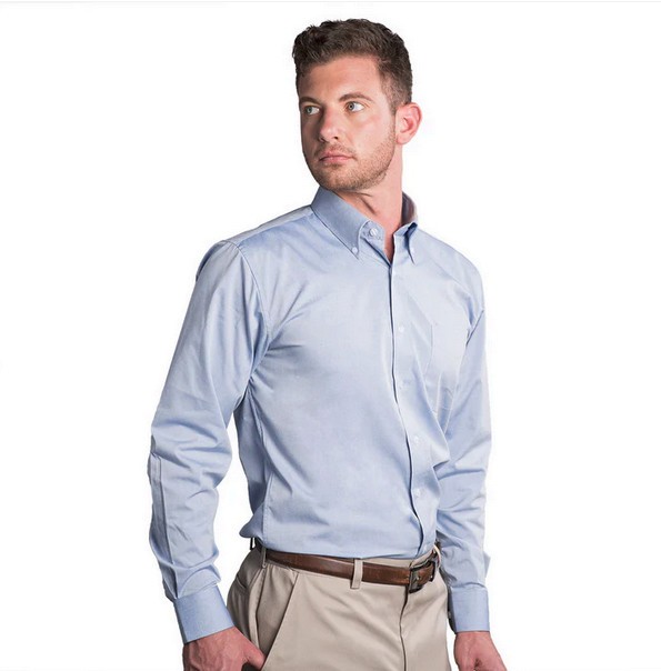 Men’s Blue Shirt Tailored Button Down Collar Long Sleeve Pocket Size 15.5 36/37