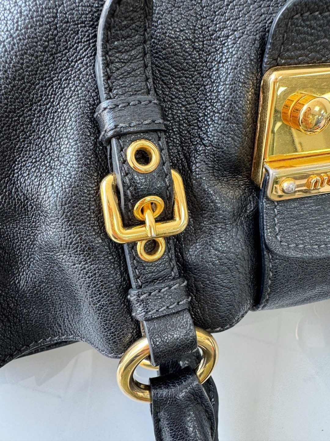 Miu Miu Pre-Owned Authentic Tote Black 34*15 Free Tracked Shipping