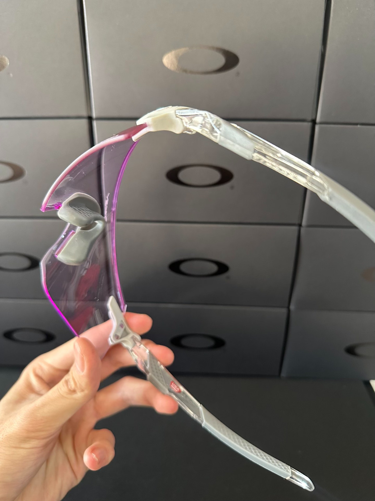 Oakley Encoder Sunglasses OO9471 Polished Clear Frame PRIZM Violet Lenses