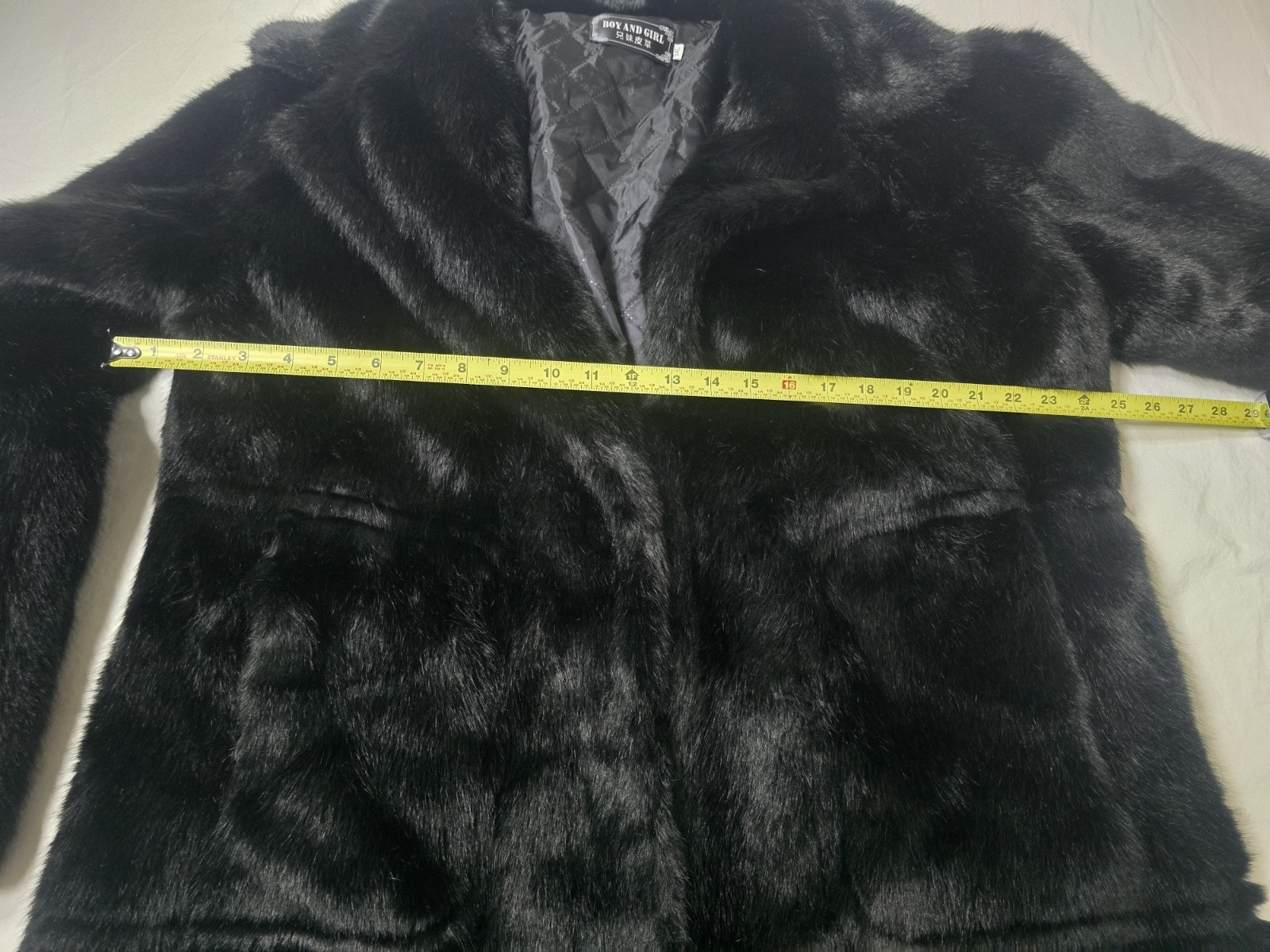 Faux Leather Faux Fur Quilted Jacket Boy And Girl 5xl≈M/L