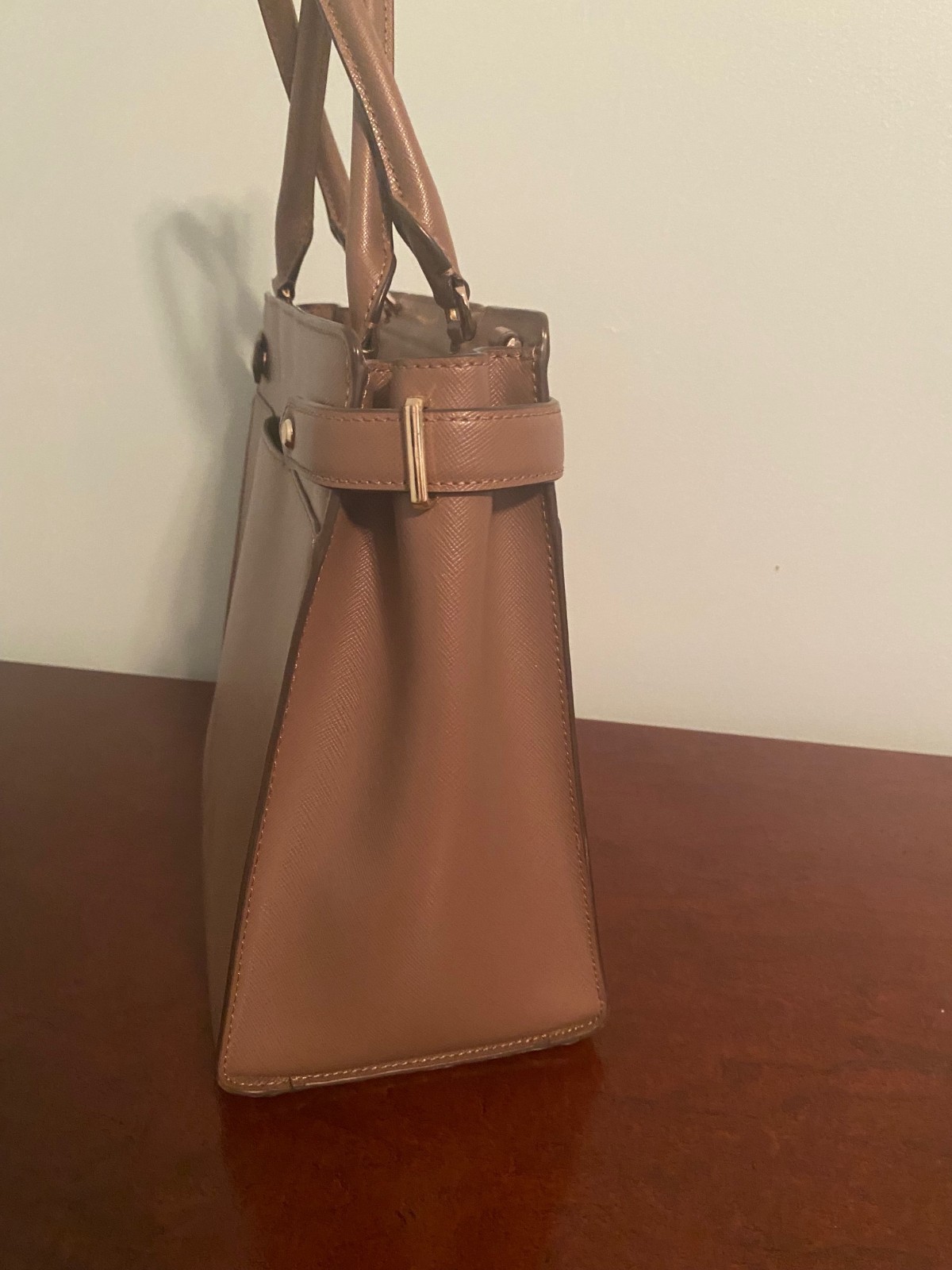 Kate Spade Staci Medium Satchel Taupe Handbag W/Double Handles & Crossbody Strap