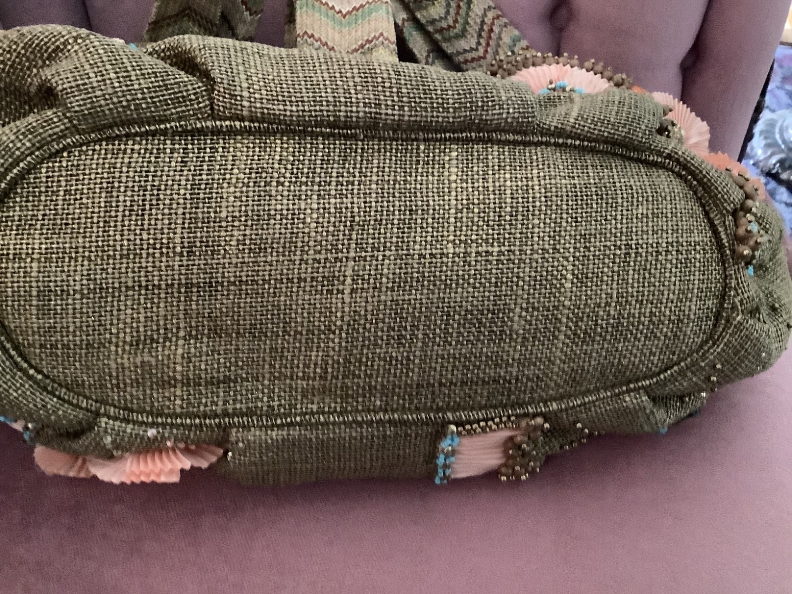 Mary Frances handbag. Unique with stones, beads and large buckle snap closure.