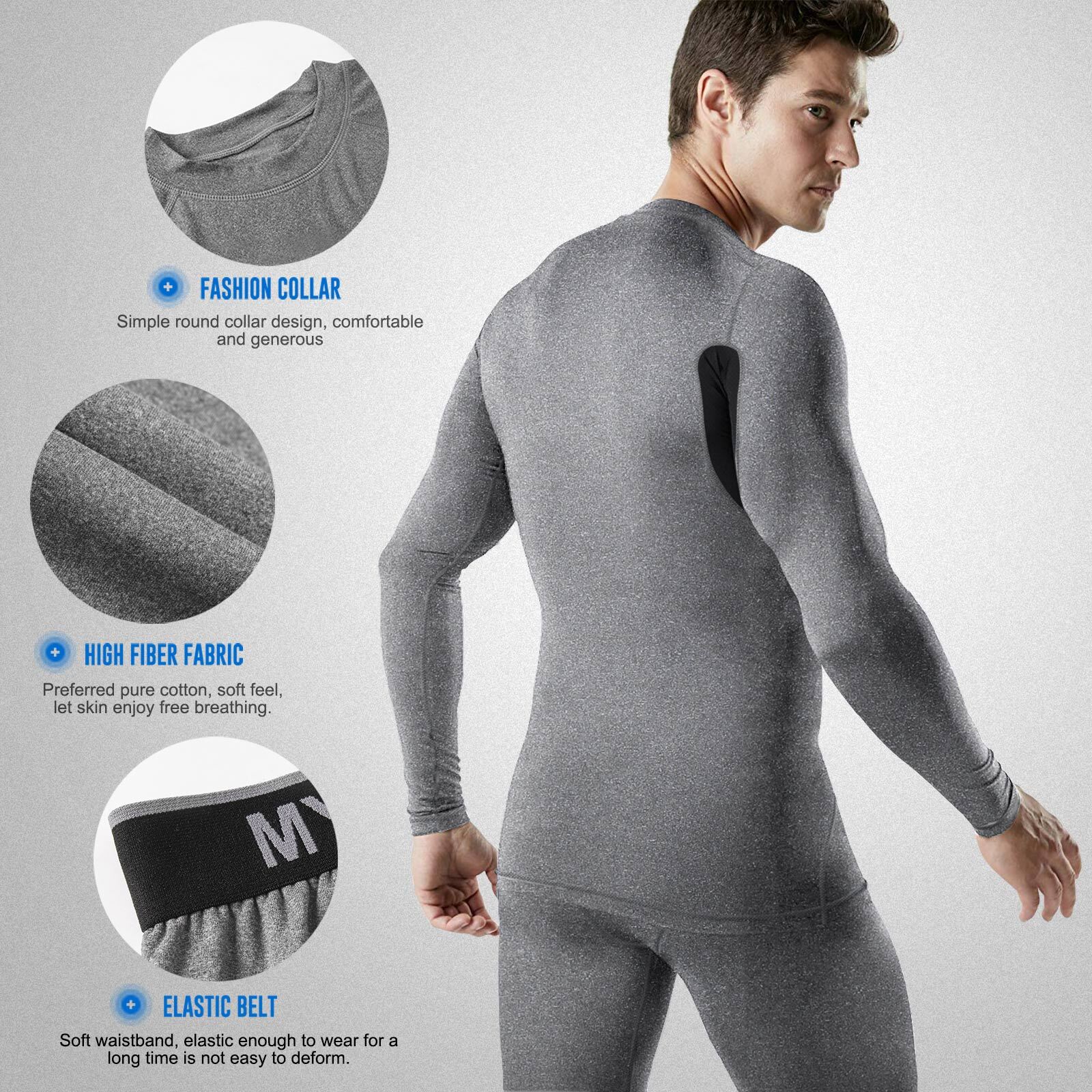 Mens Thermal Underwear Long Johns Set Fleece Lined Winter Warm Fleece Base Layer