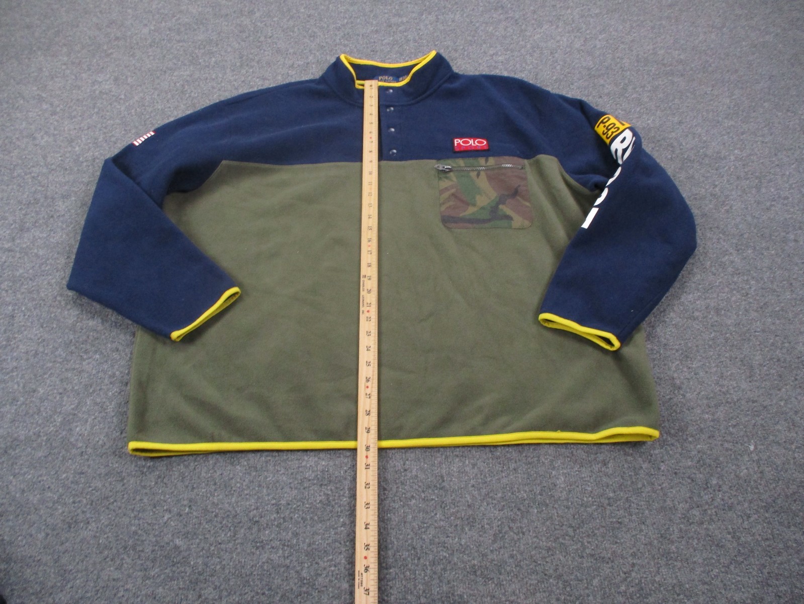 Polo Ralph Lauren Jacket Men 3XB Flag Fleece Camo Pony Logo Pullover RLPC67